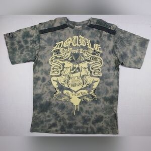 Blac Label Y2K Premium T Shirt Mens Size 2X Green Tie Dye Double Trouble Rivets